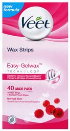 Easy Gelwax Body & Legs Normal Skin Ταινίες Αποτρίχωσης 40τμχ Veet