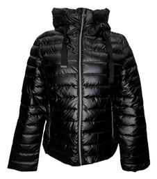 Κοντό Γυναικείο Puffer Μπουφάν για Χειμώνα Μαύρο Velur