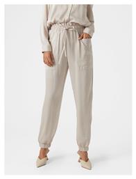 Γυναικείο Υφασμάτινο Παντελόνι Loose Fit Εκρού Vero Moda