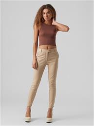 Vero Moda Γυναικείο Υφασμάτινο Παντελόνι σε Slim Εφαρμογή Μπεζ από το Plus4u