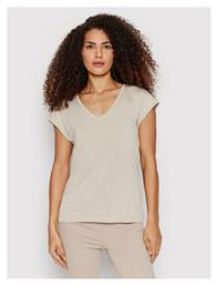 Γυναικείο T-shirt με V Λαιμόκοψη Μπεζ Vero Moda