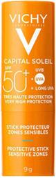 Ideal Soleil for Sensitive Areas Αδιάβροχο Αντηλιακό Stick Προσώπου SPF50 9gr Vichy