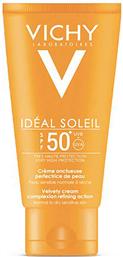 Vichy Ideal Soleil Velvety Αδιάβροχη Αντηλιακή Κρέμα Προσώπου SPF50 50ml