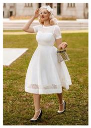 Vintage Λευκό Bridal Φόρεμα '50s Cotton Tessa - Perfectdress