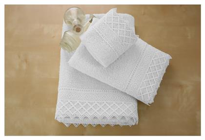 Νο 3 Σετ Νυφικές Πετσέτες 5τμχ με Δαντέλα Λευκές Viopros από το Katoikein