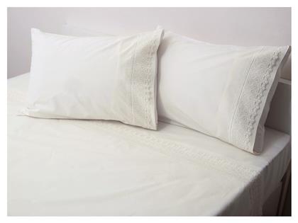 Σετ Νυφικά Σεντόνια Υπέρδιπλα 4τμχ με Δαντέλα 240x265cm Viopros