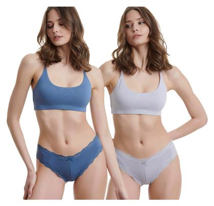 Bamboo Γυναικεία Slip 2Pack με Δαντέλα Lilac/Blue Raf Walk