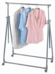 Τροχήλατη Κρεμάστρα Δαπέδου από Μέταλλο Πτυσσόμενη Γκρι 80x49x168cm Wenko