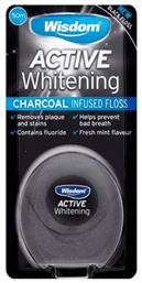 Active Whitening Charcoal Οδοντικό Νήμα με Γεύση Fresh Mint 50m Wisdom